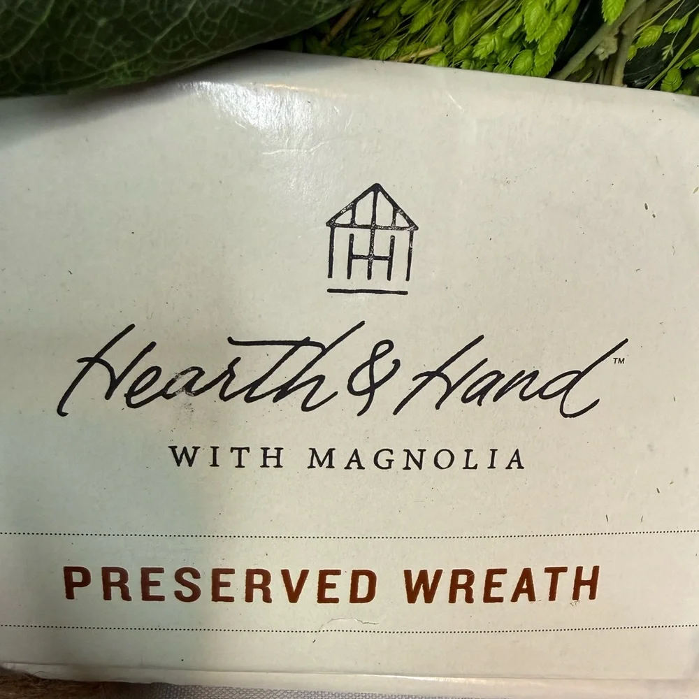 Hearth and Hand 21” Preserved Mixed Leaf & Grass Spring Wreath NIB